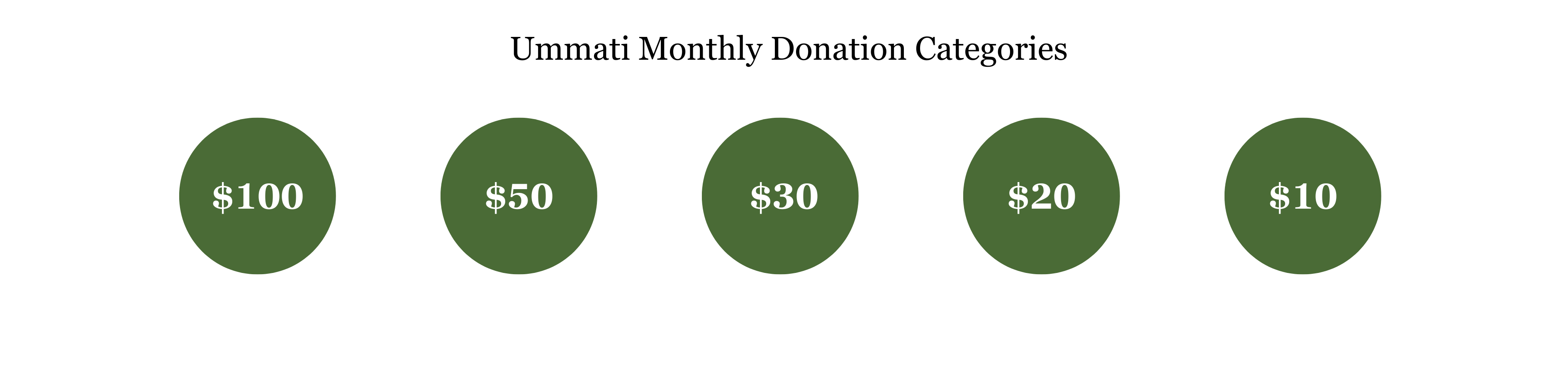 Ummati donations $100 $50 $30 $20 $10